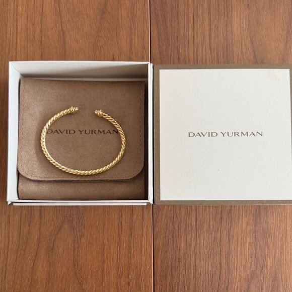 DAVID YURMAN 18K 750 YELLOW GOLD DIAMOND SPIRA CABLE CUFF BRACELET - Picture 10 of 10